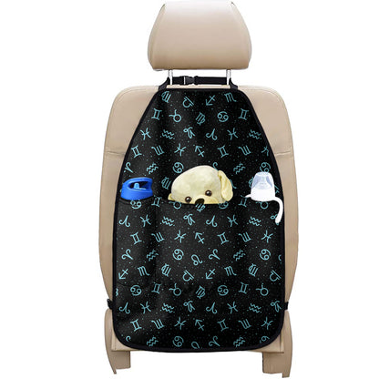 Blue Zodiac Symbols Pattern Print Car Seat Organizers