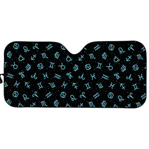 Blue Zodiac Symbols Pattern Print Car Sun Shade