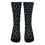 Blue Zodiac Symbols Pattern Print Crew Socks