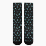 Blue Zodiac Symbols Pattern Print Crew Socks