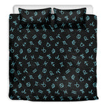 Blue Zodiac Symbols Pattern Print Duvet Cover Bedding Set