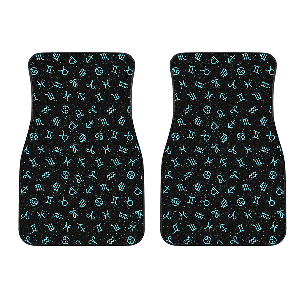 Blue Zodiac Symbols Pattern Print Front Car Floor Mats