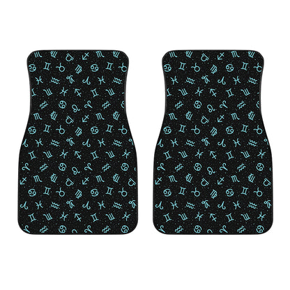 Blue Zodiac Symbols Pattern Print Front Car Floor Mats