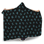 Blue Zodiac Symbols Pattern Print Hooded Blanket