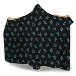 Blue Zodiac Symbols Pattern Print Hooded Blanket