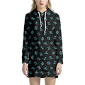 Blue Zodiac Symbols Pattern Print Pullover Hoodie Dress