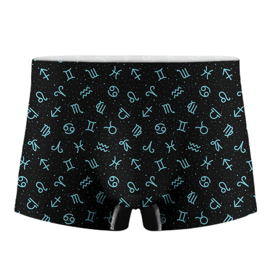 Blue Zodiac Symbols Pattern Print Men's Boxer Briefs