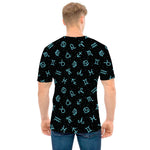 Blue Zodiac Symbols Pattern Print Men's T-Shirt
