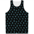 Blue Zodiac Symbols Pattern Print Men's Tank Top