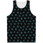 Blue Zodiac Symbols Pattern Print Men's Tank Top