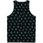 Blue Zodiac Symbols Pattern Print Men's Tank Top
