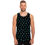 Blue Zodiac Symbols Pattern Print Men's Tank Top