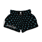 Blue Zodiac Symbols Pattern Print Muay Thai Boxing Shorts