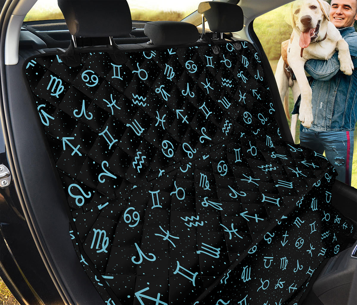 Blue Zodiac Symbols Pattern Print Pet Car Back Seat Cover