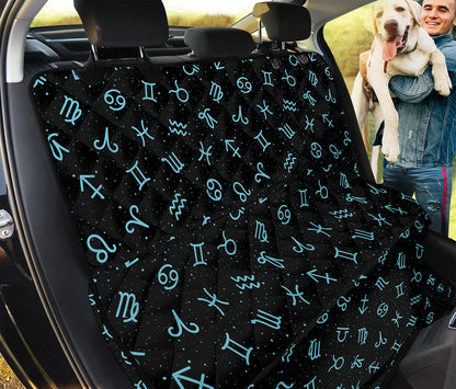 Blue Zodiac Symbols Pattern Print Pet Car Back Seat Cover