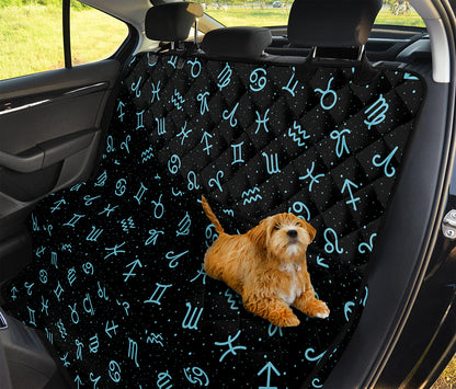 Blue Zodiac Symbols Pattern Print Pet Car Back Seat Cover