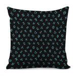 Blue Zodiac Symbols Pattern Print Pillow Cover