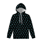 Blue Zodiac Symbols Pattern Print Pullover Hoodie