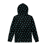 Blue Zodiac Symbols Pattern Print Pullover Hoodie