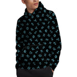 Blue Zodiac Symbols Pattern Print Pullover Hoodie