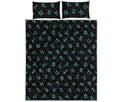 Blue Zodiac Symbols Pattern Print Quilt Bed Set