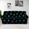 Blue Zodiac Symbols Pattern Print Sofa Cover