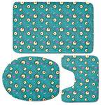 Blue Zombie Pattern Print 3 Piece Bath Mat Set