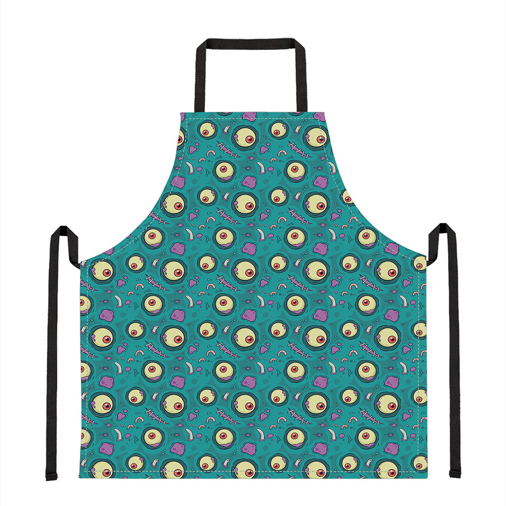 Blue Zombie Pattern Print Apron