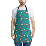 Blue Zombie Pattern Print Apron