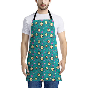 Blue Zombie Pattern Print Apron