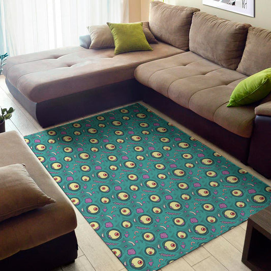 Blue Zombie Pattern Print Area Rug