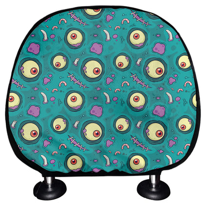Blue Zombie Pattern Print Car Headrest Covers