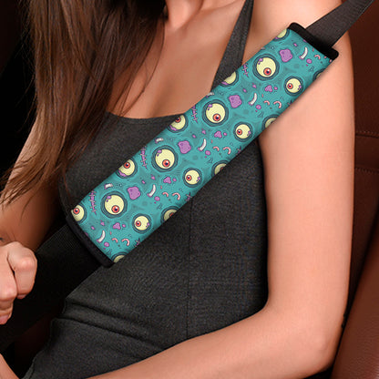 Blue Zombie Pattern Print Car Seat Belt Covers