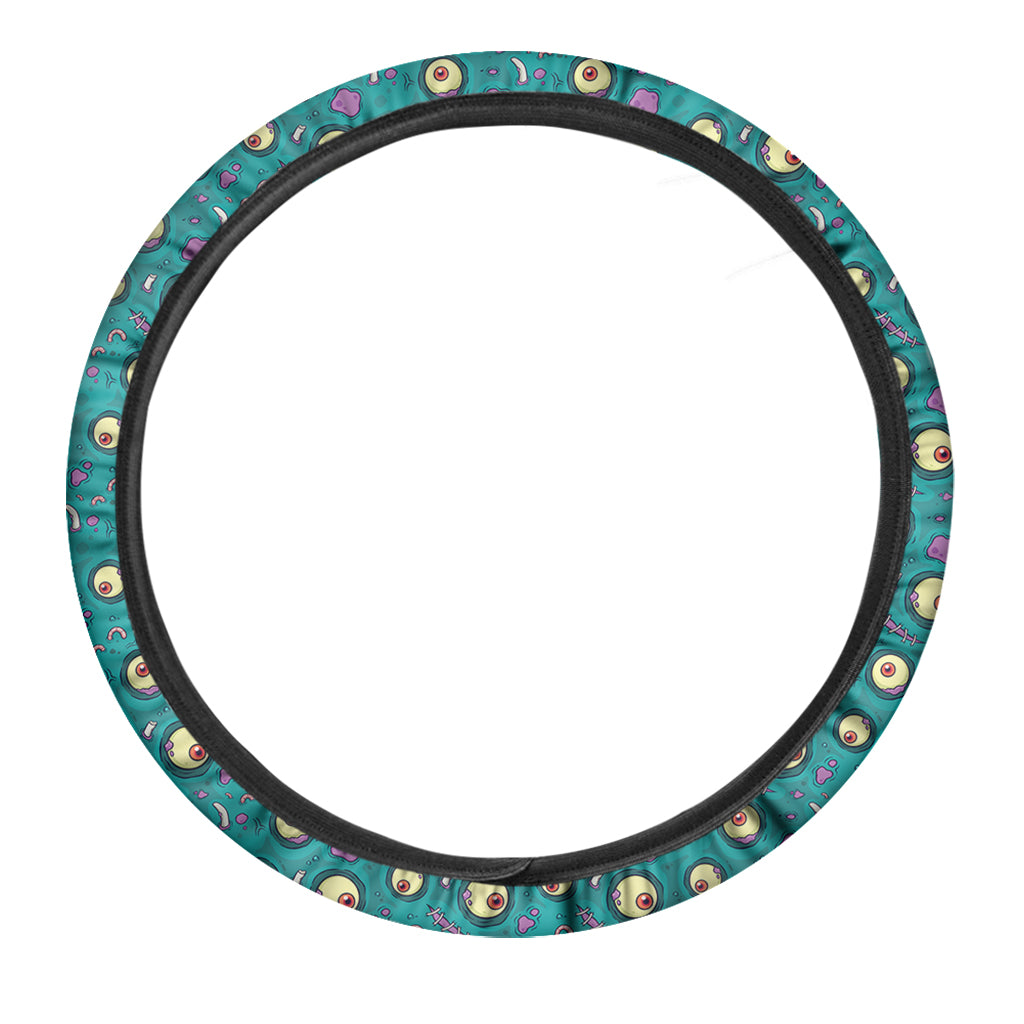 Blue Zombie Pattern Print Car Steering Wheel Cover