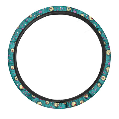 Blue Zombie Pattern Print Car Steering Wheel Cover