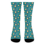 Blue Zombie Pattern Print Crew Socks