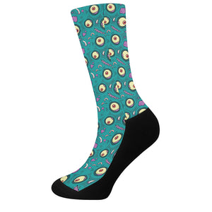 Blue Zombie Pattern Print Crew Socks