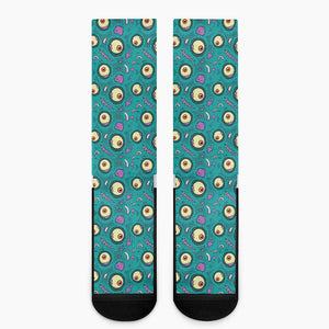 Blue Zombie Pattern Print Crew Socks