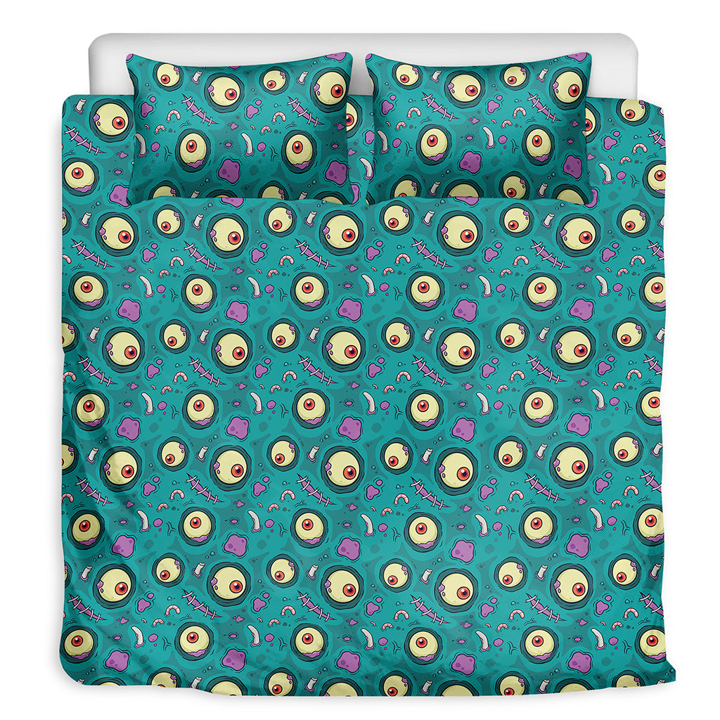Blue Zombie Pattern Print Duvet Cover Bedding Set