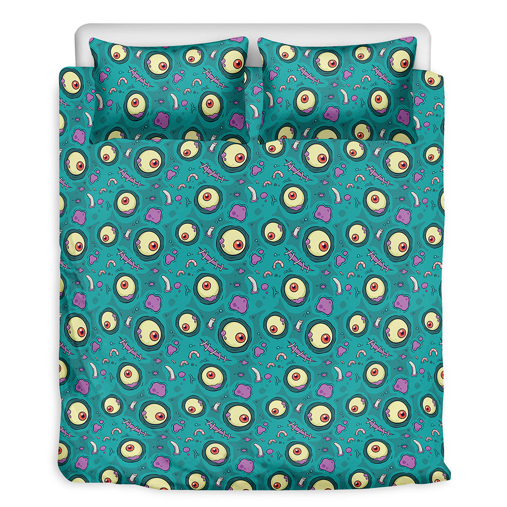 Blue Zombie Pattern Print Duvet Cover Bedding Set
