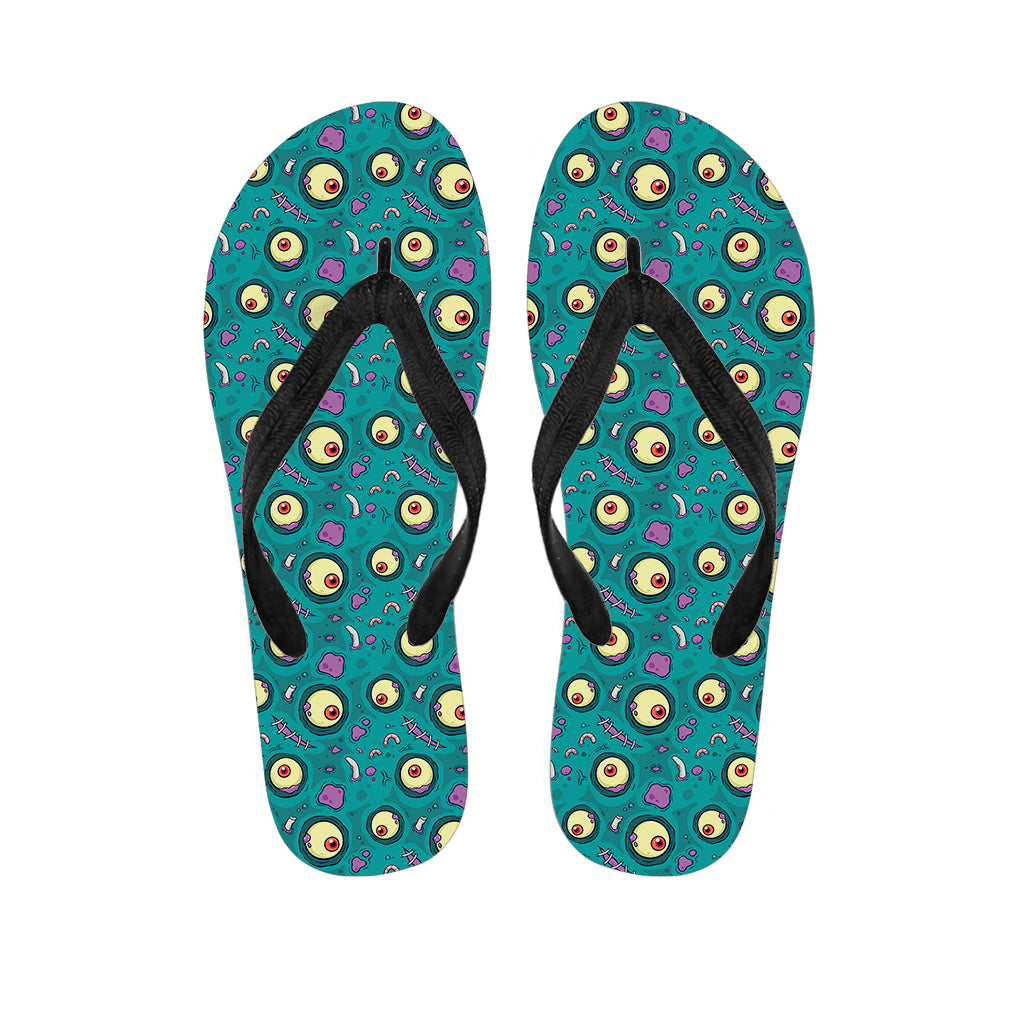 Blue Zombie Pattern Print Flip Flops