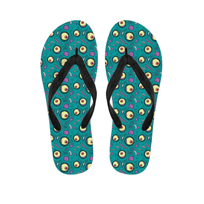 Blue Zombie Pattern Print Flip Flops