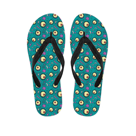 Blue Zombie Pattern Print Flip Flops