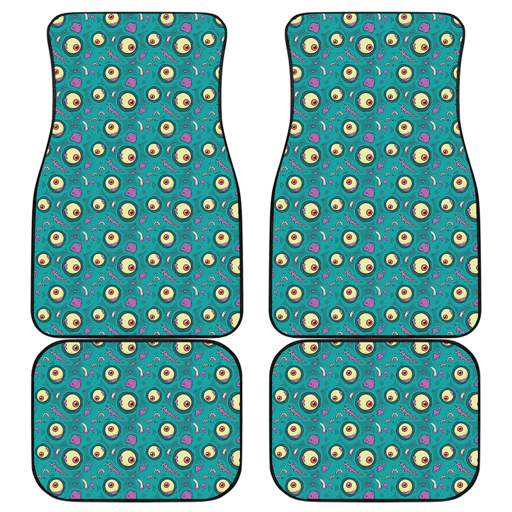 Blue Zombie Pattern Print Front and Back Car Floor Mats
