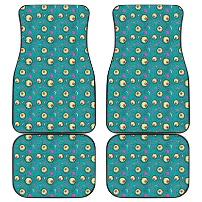 Blue Zombie Pattern Print Front and Back Car Floor Mats