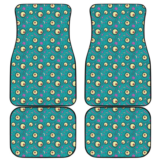 Blue Zombie Pattern Print Front and Back Car Floor Mats
