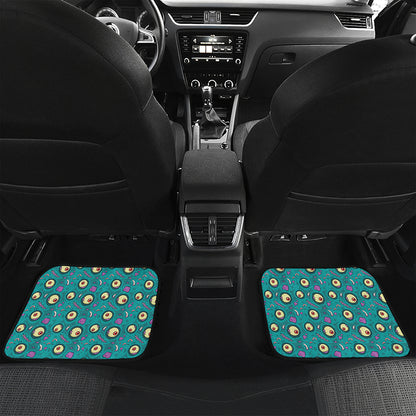 Blue Zombie Pattern Print Front and Back Car Floor Mats