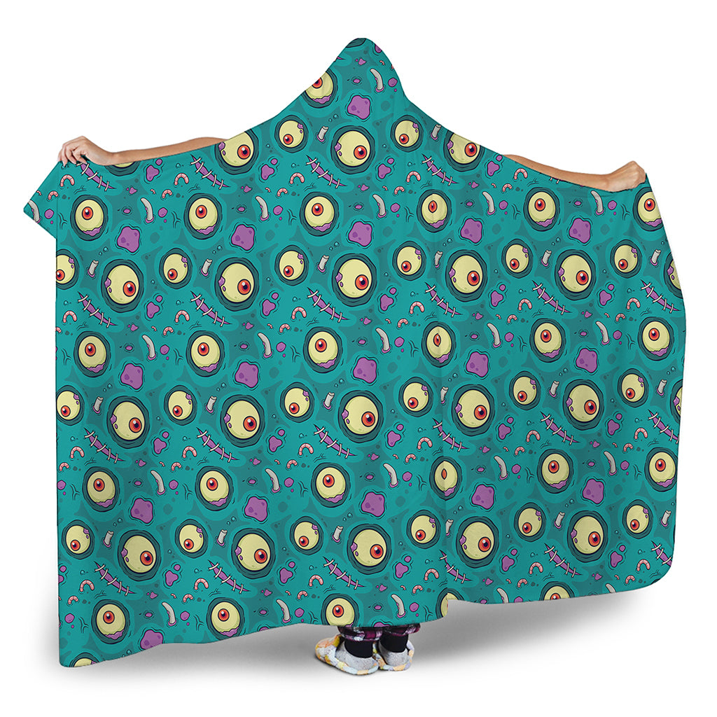 Blue Zombie Pattern Print Hooded Blanket