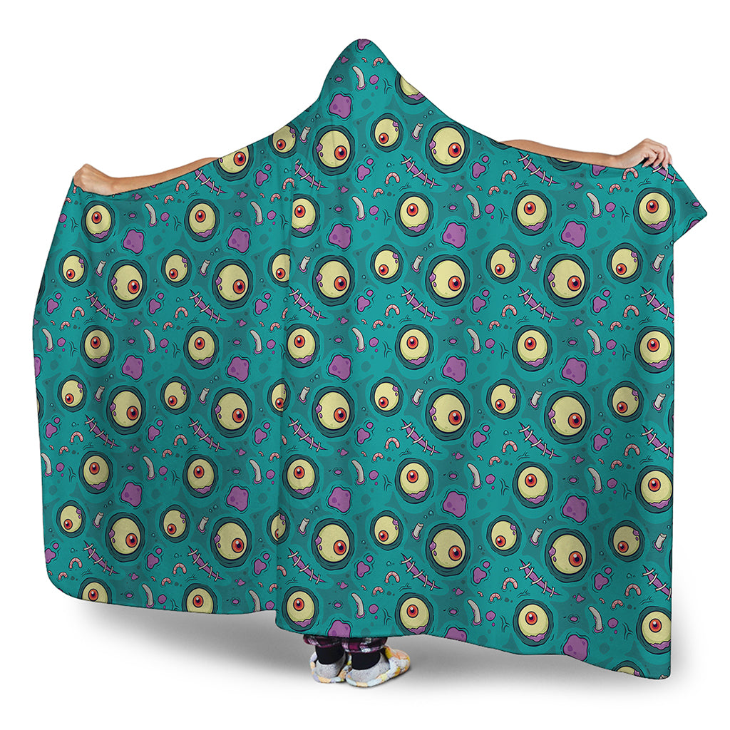 Blue Zombie Pattern Print Hooded Blanket