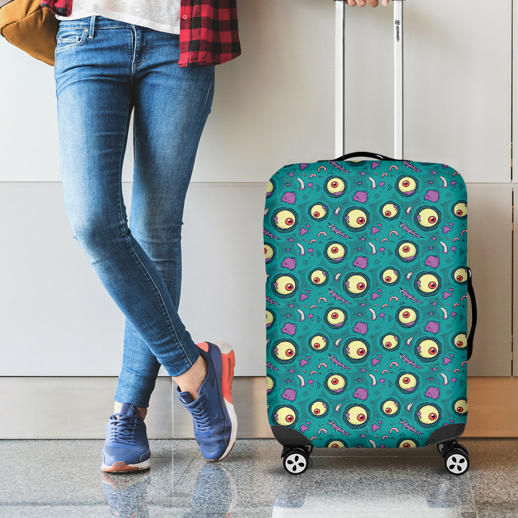 Blue Zombie Pattern Print Luggage Cover